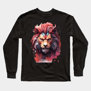 "Lionhearted Artistry: Brave Lion Head Design" Long Sleeve T-Shirt